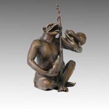 Animal Statue Frog Go Fishing Bronze Sculpture Tpal-045